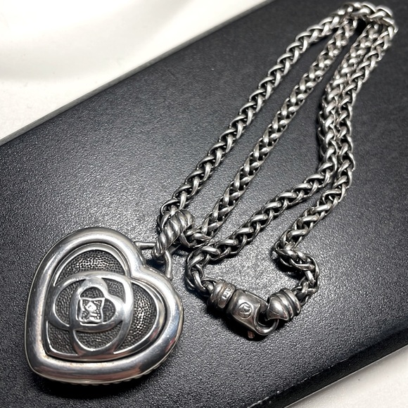 Authentic David Yurman wheat chain,solid sterling silver heart charm/enhancer. - Picture 2 of 12